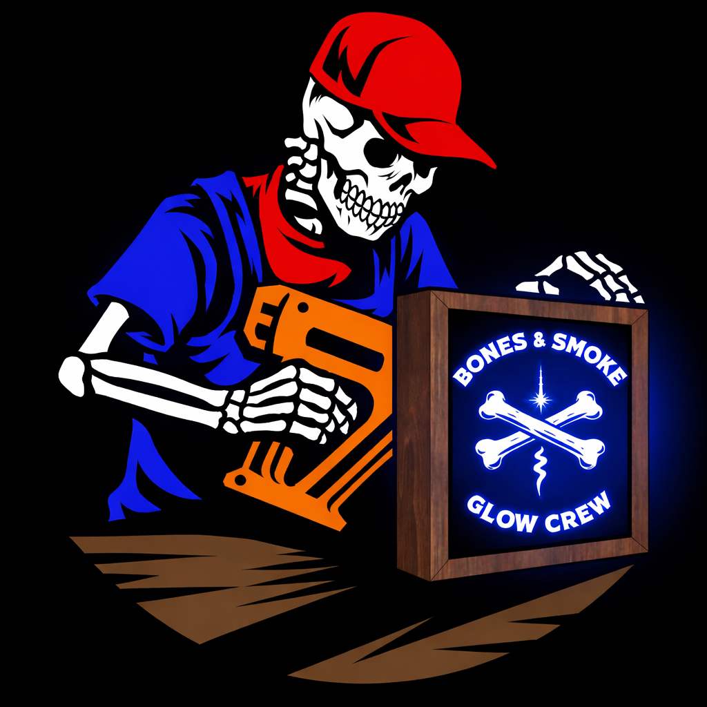 Skeller skeleton mascot Bones and Smoke Co